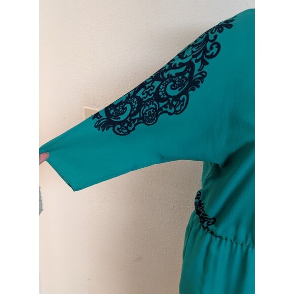 NWT~TIBI 100% Silk Teal Green w/Blue Design One-Shoulder Party Occasion Dress  4 - Picture 7 of 11